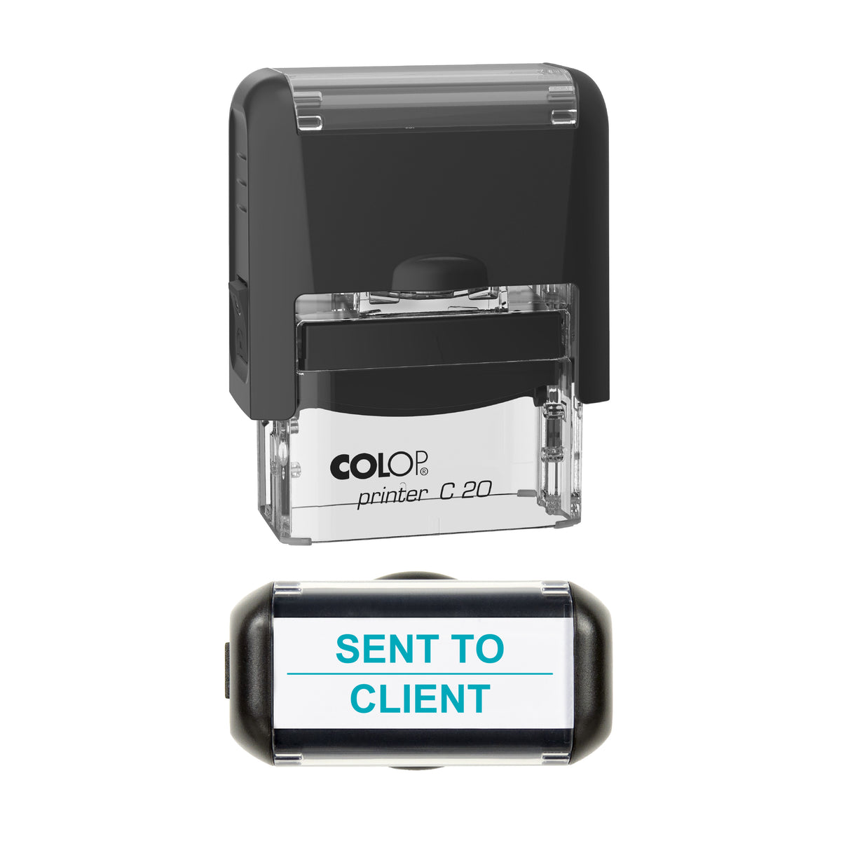 Sent To Client Stamp, COLOP C20, 37 x 12mm, mint ink