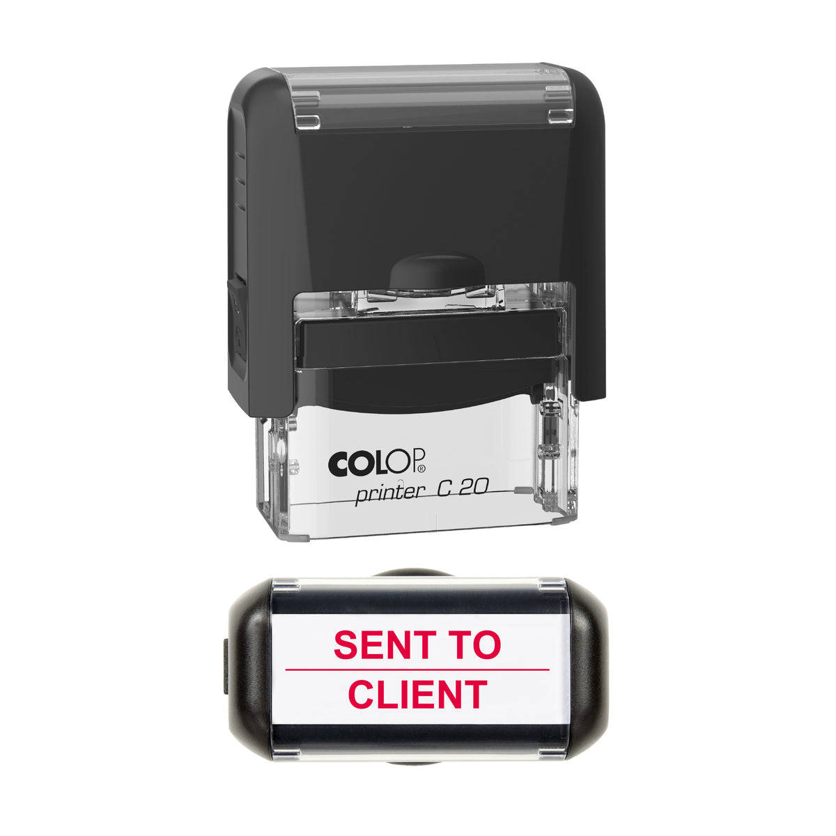 Sent To Client Stamp, COLOP C20, 37 x 12mm, red ink