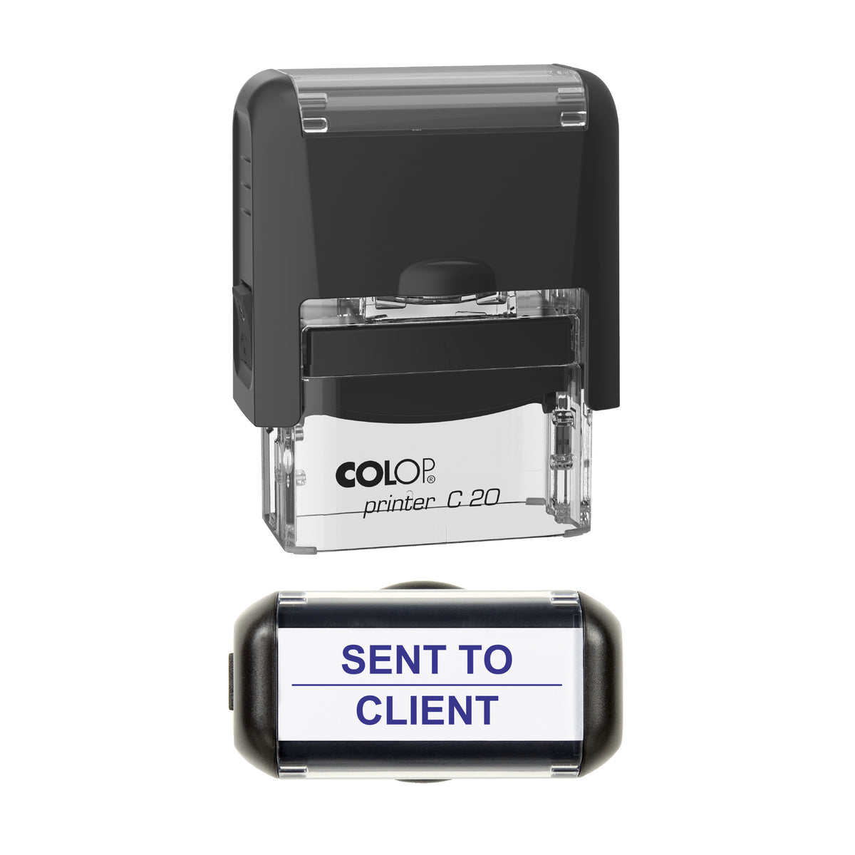Sent To Client Stamp, COLOP C20, 37 x 12mm, violet ink