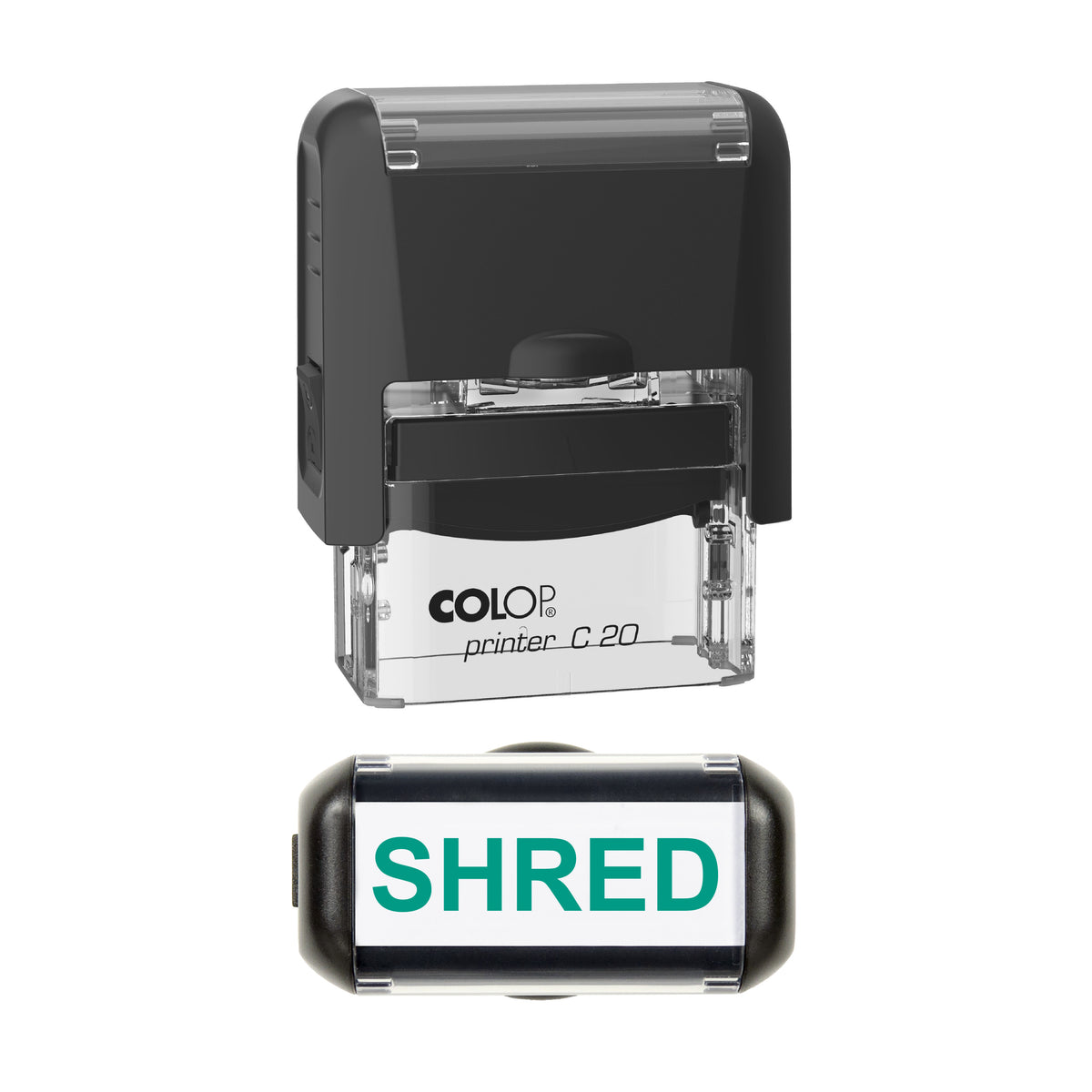 Shred Stamp, COLOP C20, 37 x 12mm, green ink