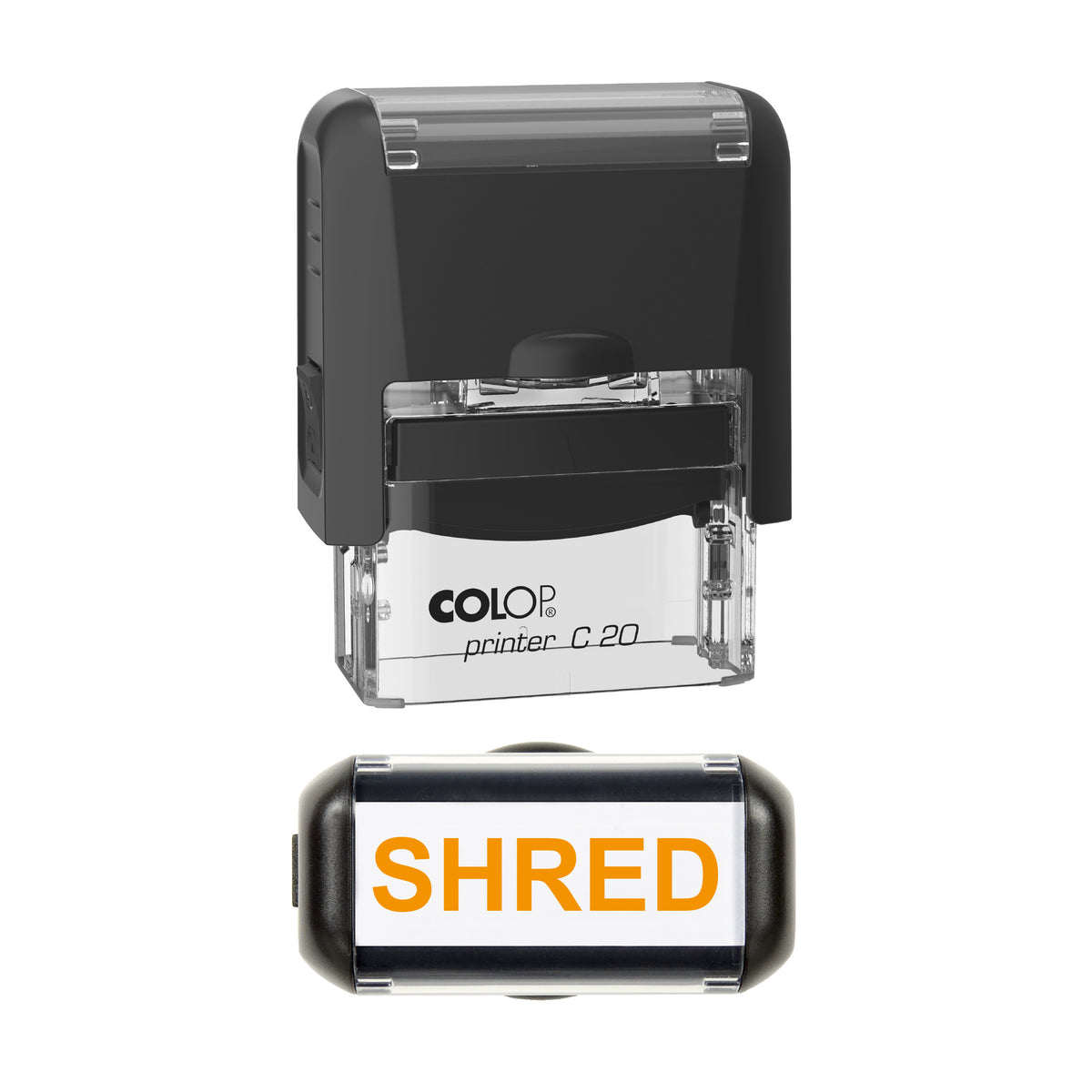 Shred Stamp, COLOP C20, 37 x 12mm, orange ink