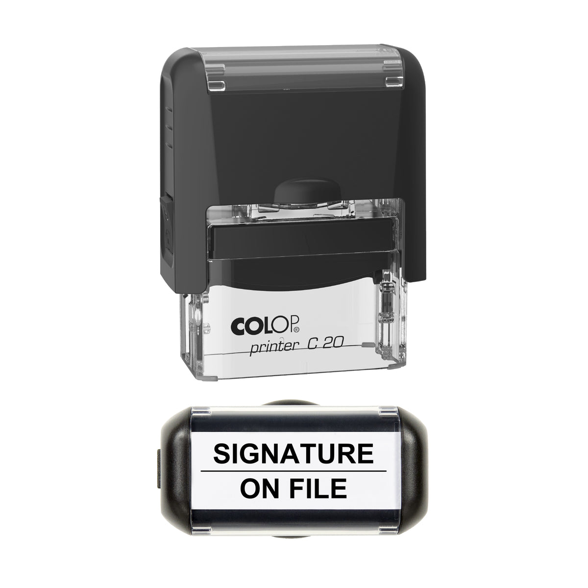 Signature On File Stamp, COLOP C20, 37 x 12mm, black ink