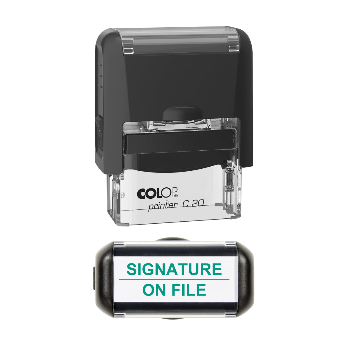 Signature On File Stamp, COLOP C20, 37 x 12mm, green ink