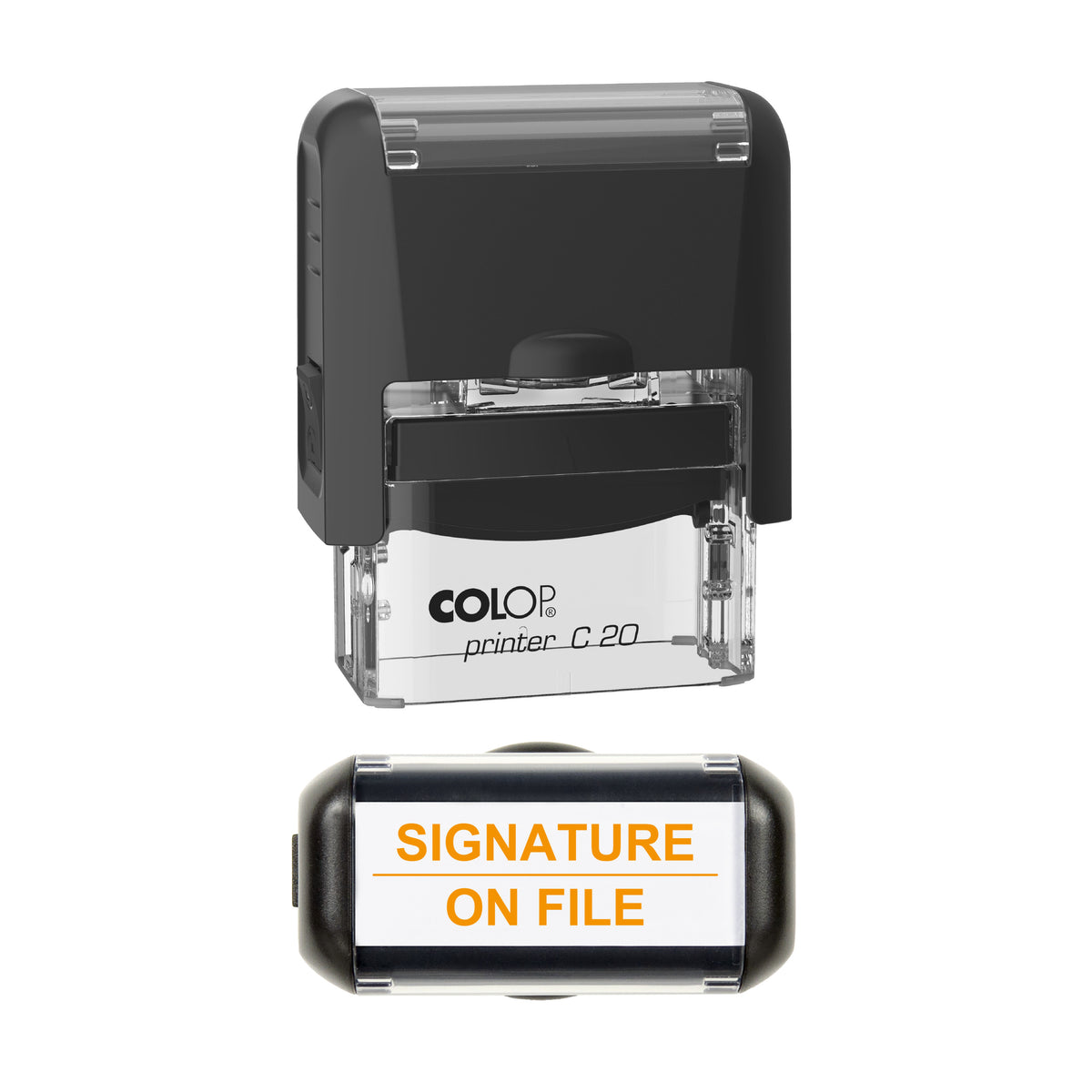 Signature On File Stamp, COLOP C20, 37 x 12mm, orange ink