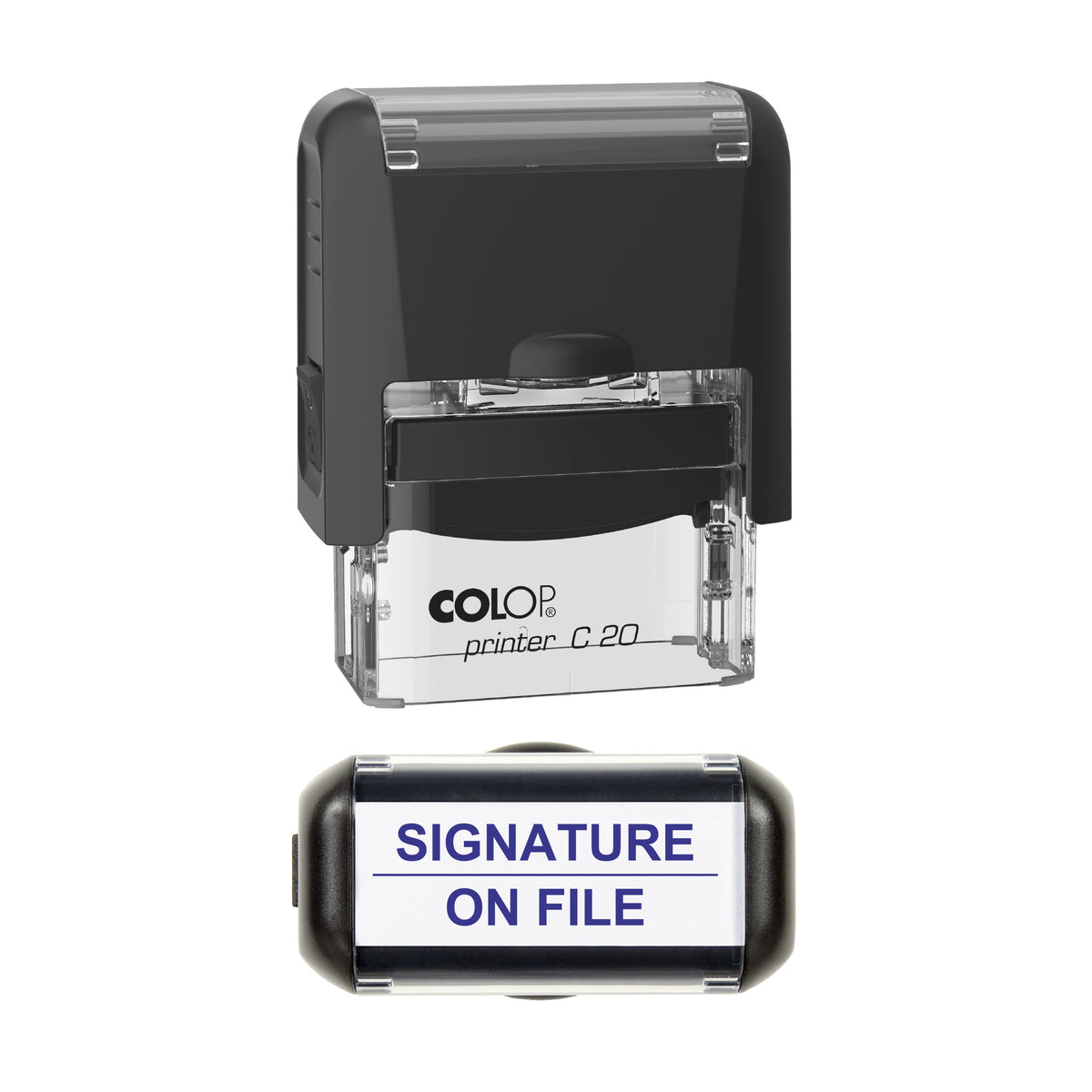Signature On File Stamp, COLOP C20, 37 x 12mm, violet ink