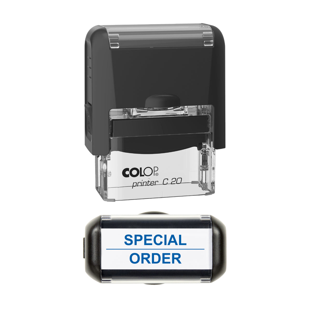 Special Order Stamp, COLOP C20, 37 x 12mm, blue ink