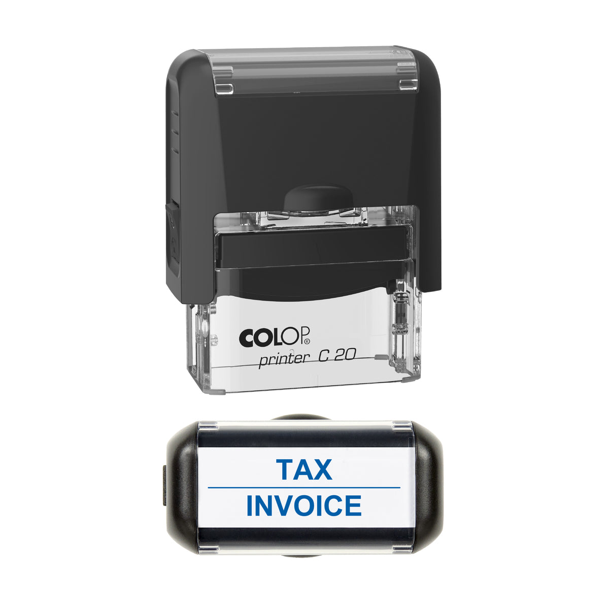 Tax Invoice Stamp, COLOP C20, 37 x 12mm, blue ink