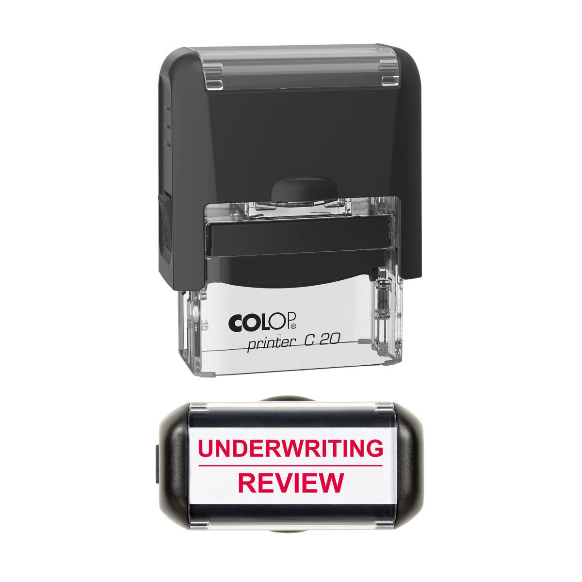 Underwriting Review Stamp, COLOP C20, 37 x 12mm, red ink
