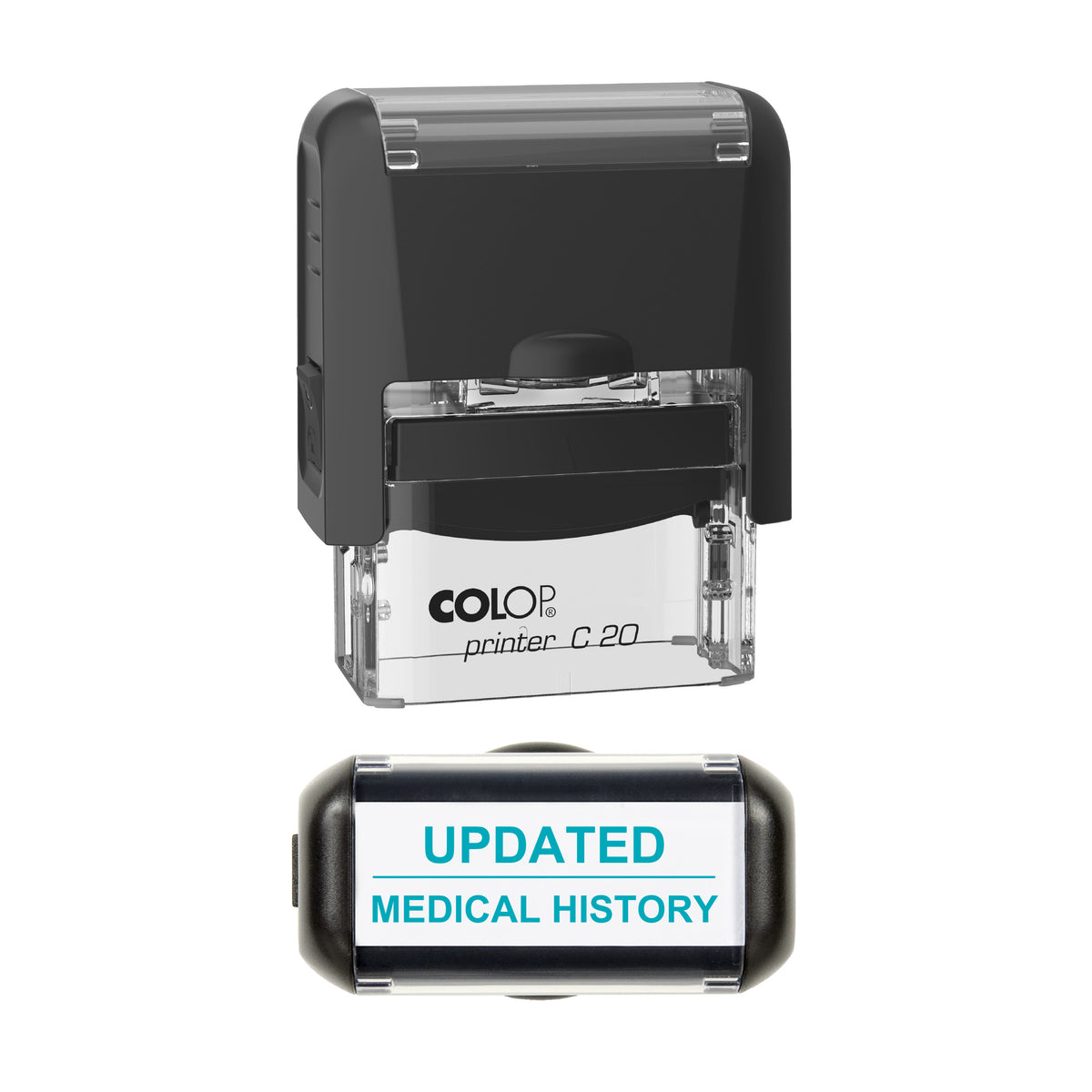 Updated Medical History Stamp, COLOP C20, 37 x 12mm, mint ink