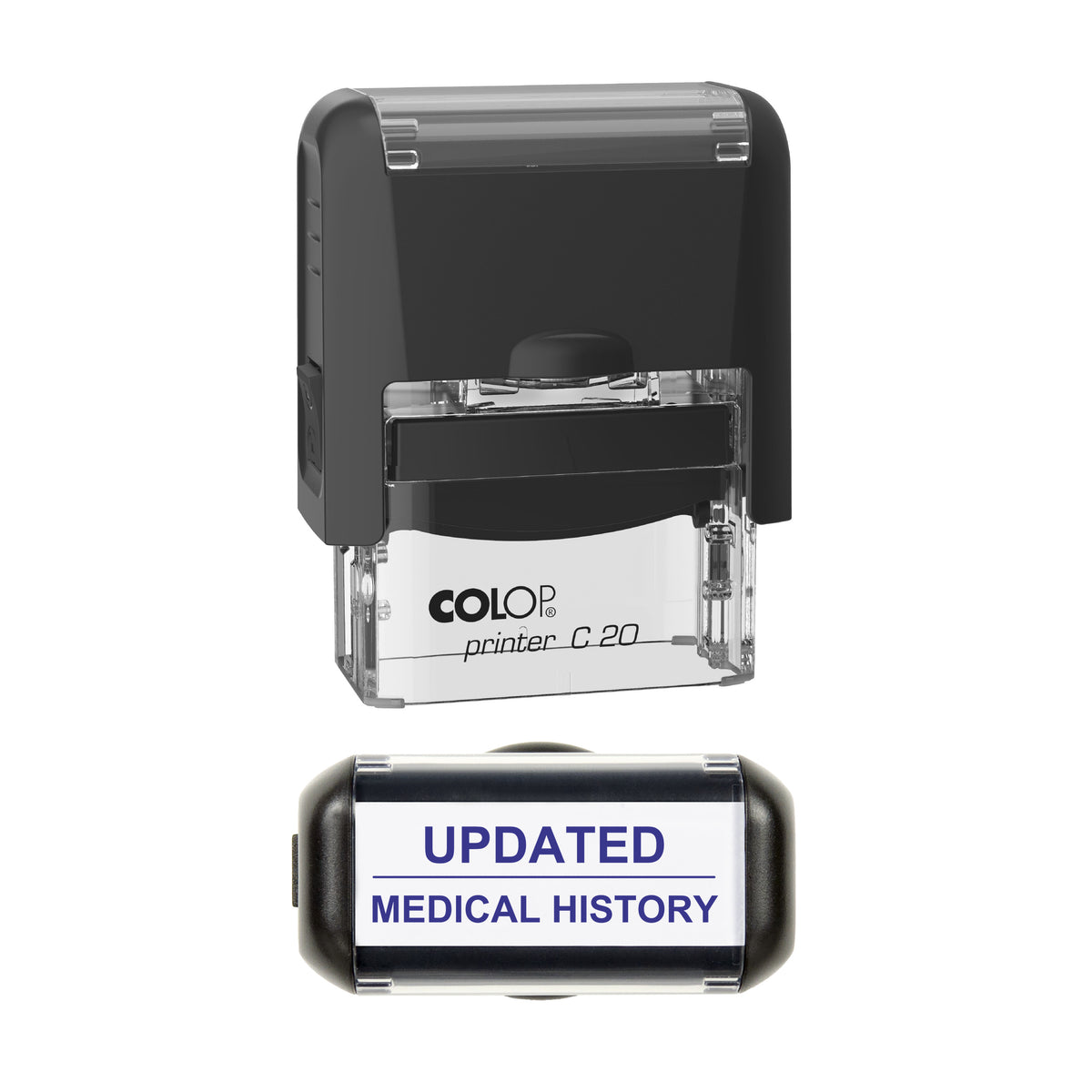 Updated Medical History Stamp, COLOP C20, 37 x 12mm, violet ink