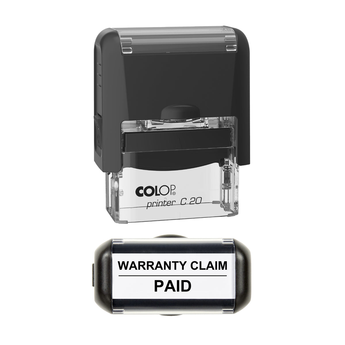 Warranty Claim Paid Vehicle Service Stamp, COLOP C20, 37 x 12mm, black ink