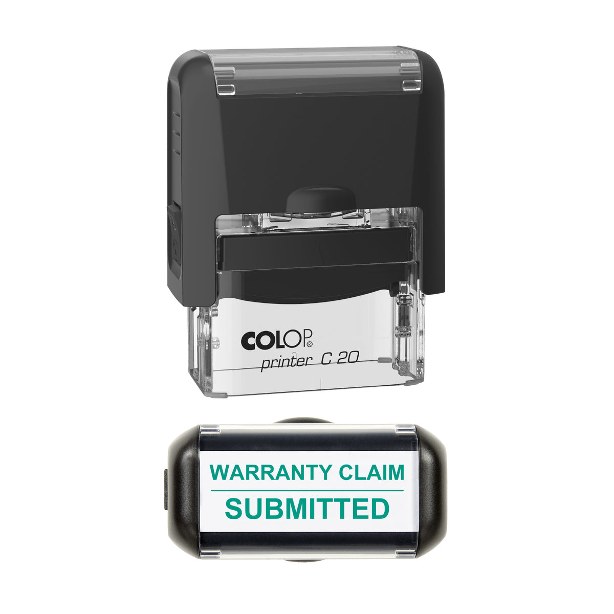 Warranty Claim Submitted Vehicle Service Stamp, COLOP C20, 37 x 12mm, green ink