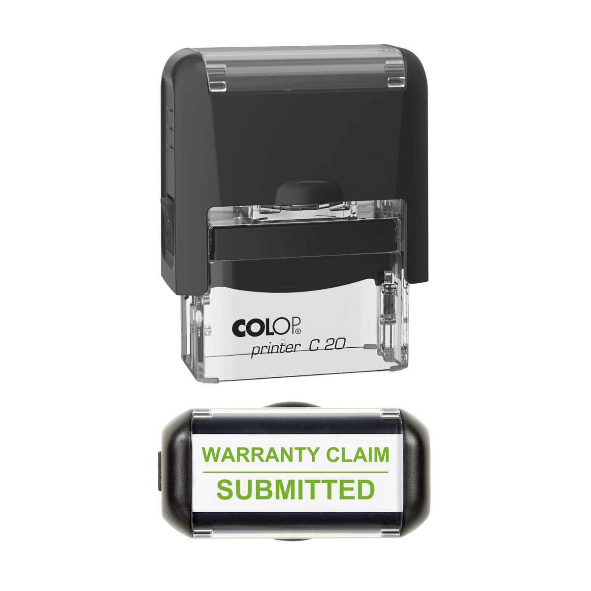 Warranty Claim Submitted Vehicle Service Stamp, COLOP C20, 37 x 12mm, light_green ink
