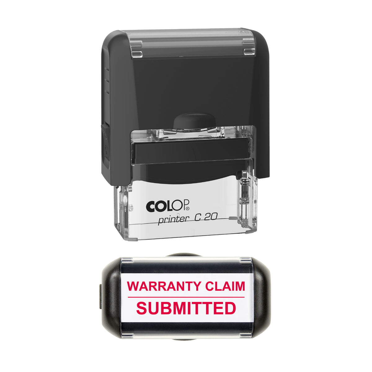 Warranty Claim Submitted Vehicle Service Stamp, COLOP C20, 37 x 12mm, red ink