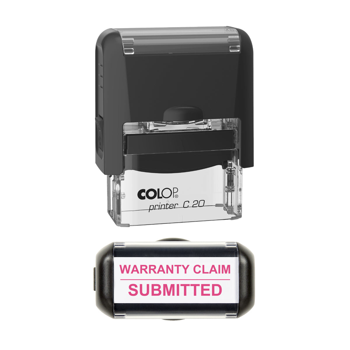 Warranty Claim Submitted Vehicle Service Stamp, COLOP C20, 37 x 12mm, soft_pink ink