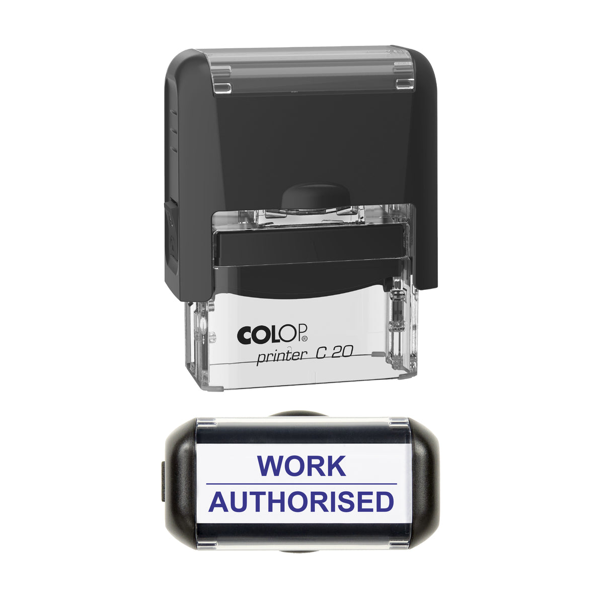 Work Authorised Vehicle Service Stamp, COLOP C20, 37 x 12mm, violet ink
