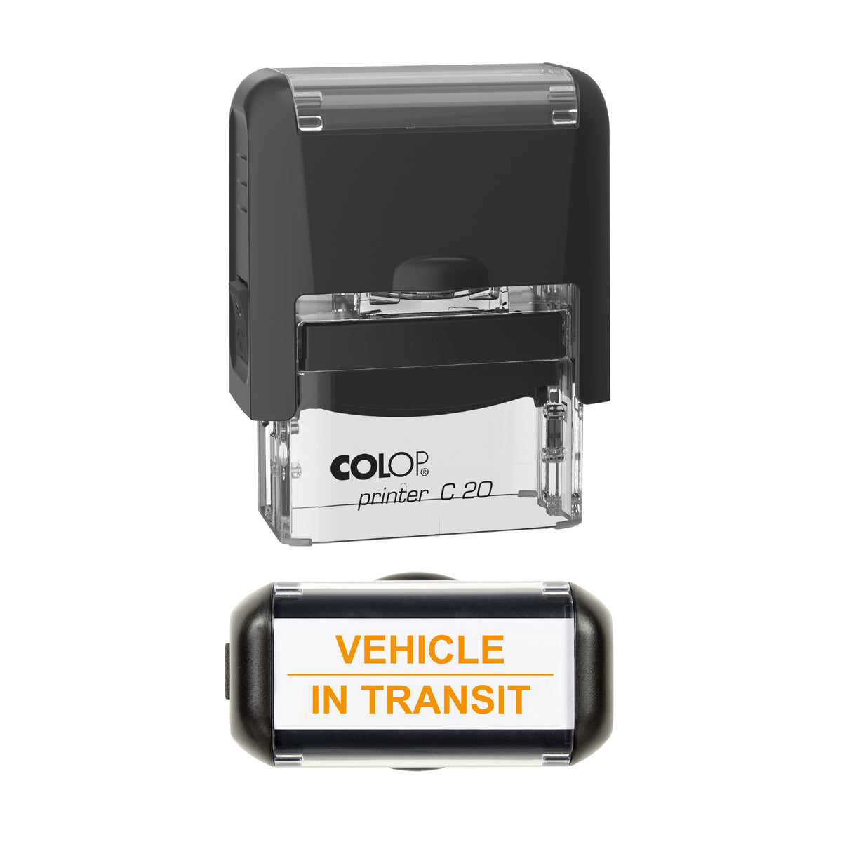 Vehicle In Transit Stamp, COLOP C20, 37 x 12mm, orange ink
