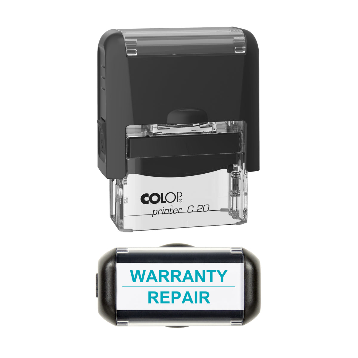 Warranty Repair Vehicle Service Stamp, COLOP C20, 37 x 12mm, mint ink