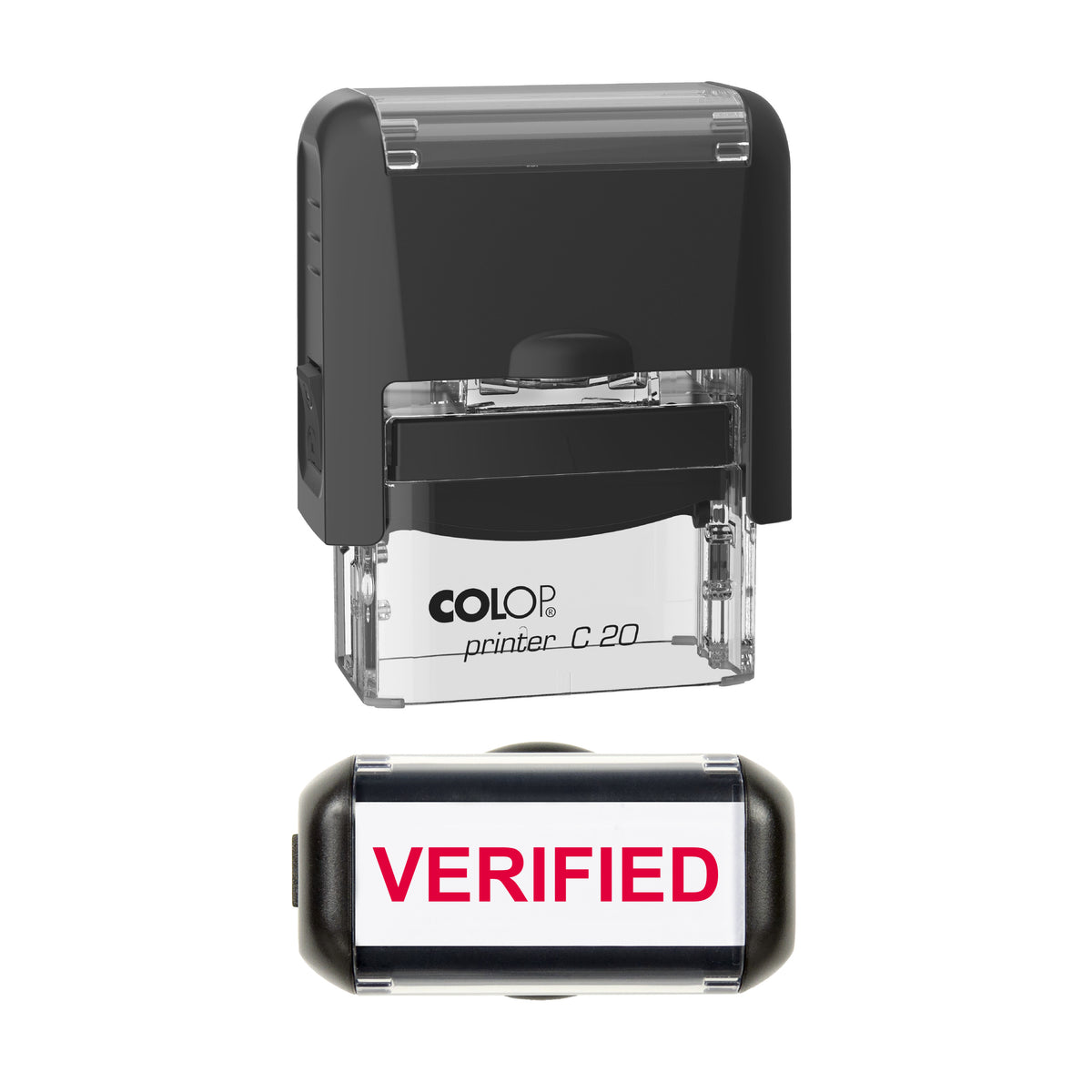 Verified Stamp, COLOP C20, 37 x 12mm, red ink