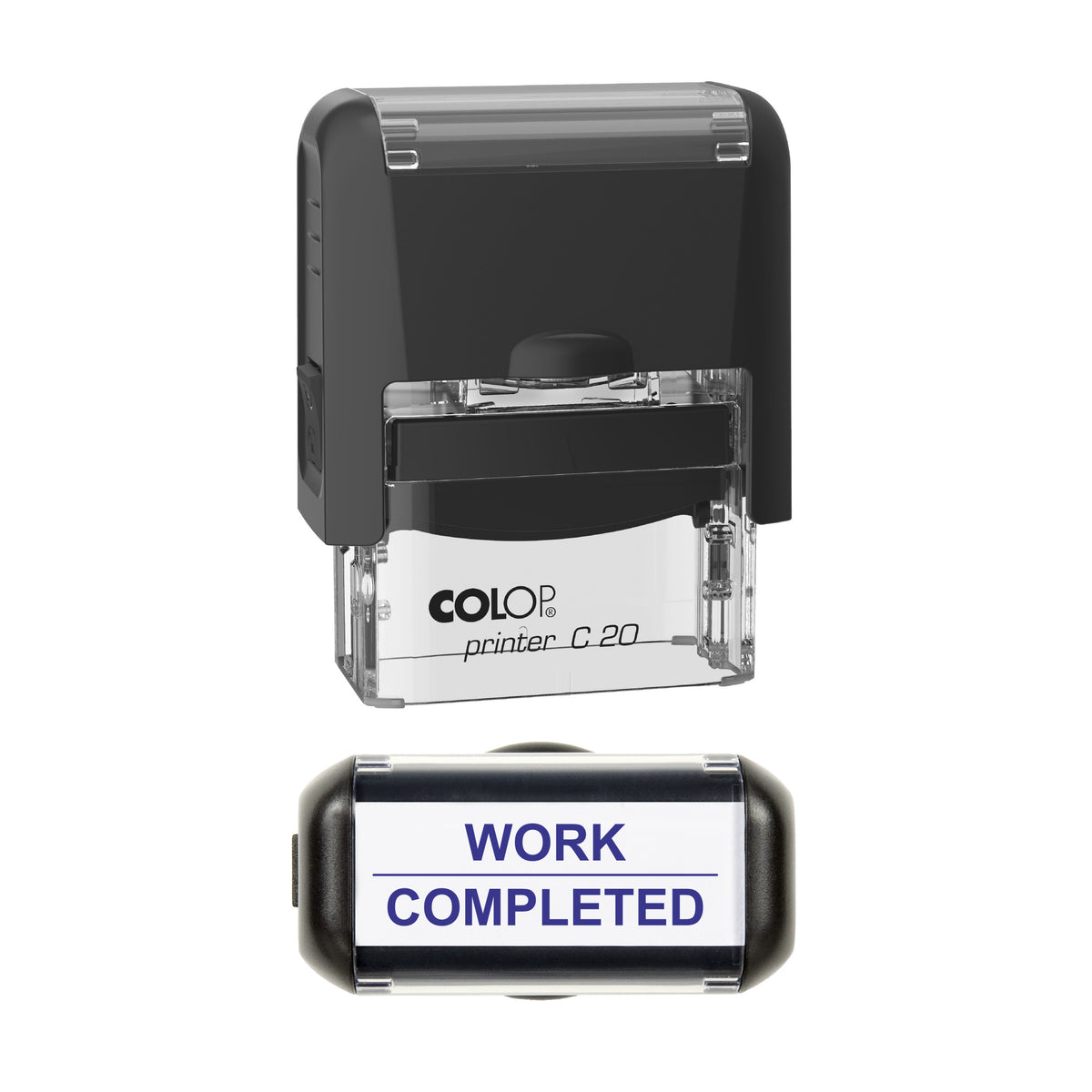 Work Completed Vehicle Service Stamp, COLOP C20, 37 x 12mm, violet ink