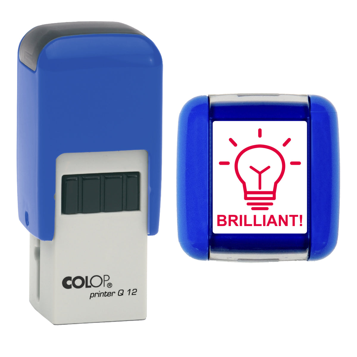 Brilliant Lightbulb Teacher Stamp, COLOP Q12, 12 x 12mm, red ink