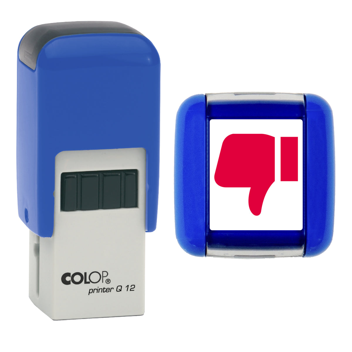 Thumbs Down Stamp, COLOP Q12, 12 x 12mm, red ink