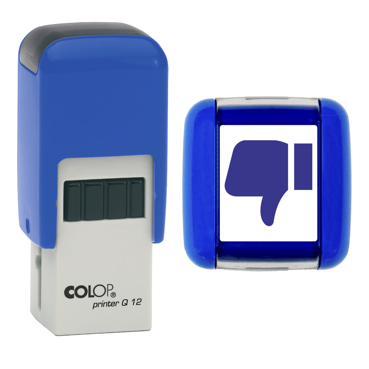 Thumbs Down Stamp, COLOP Q12, 12 x 12mm, violet ink