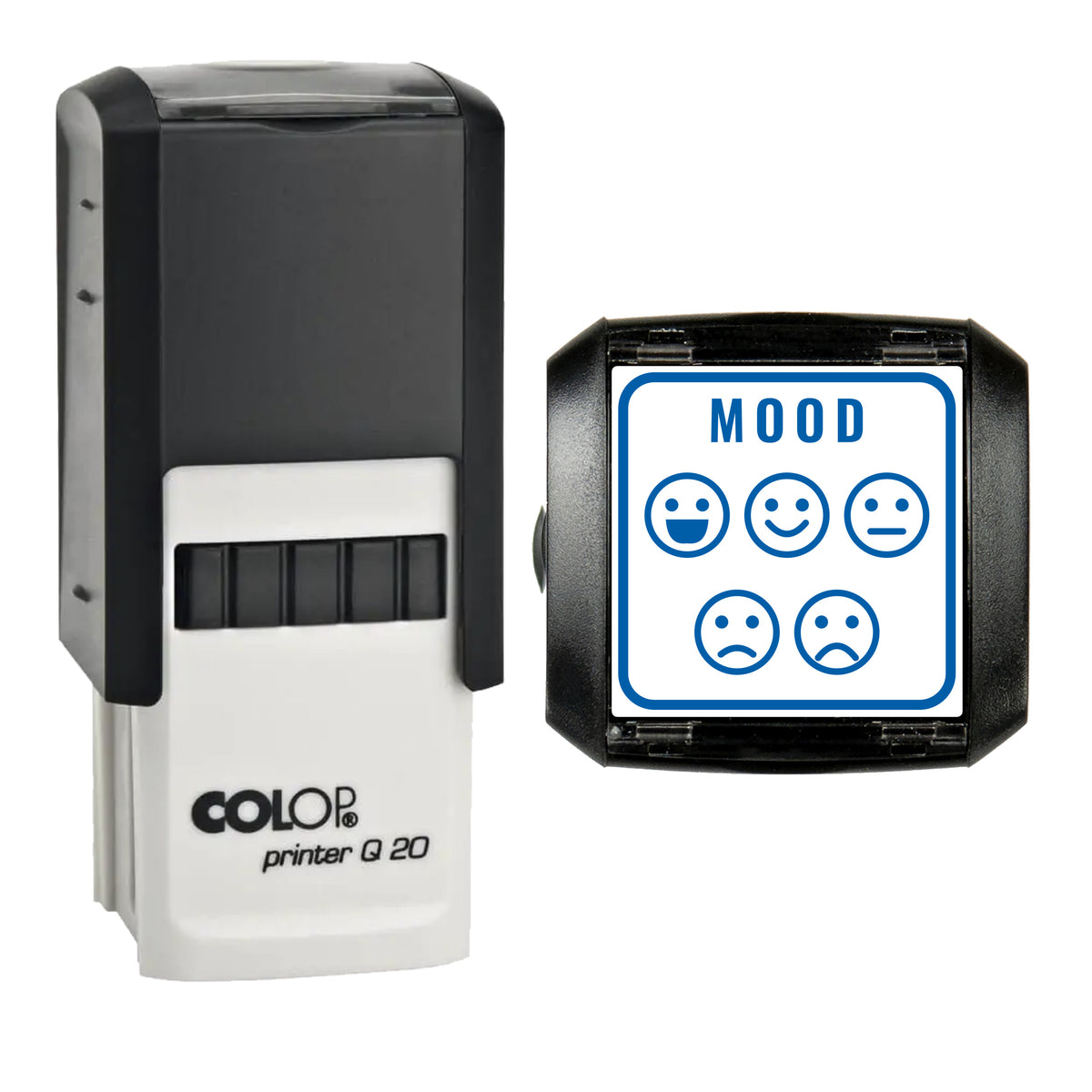 Mood Tracker Journal Stamp, COLOP Q20, 20 x 20mm, blue ink