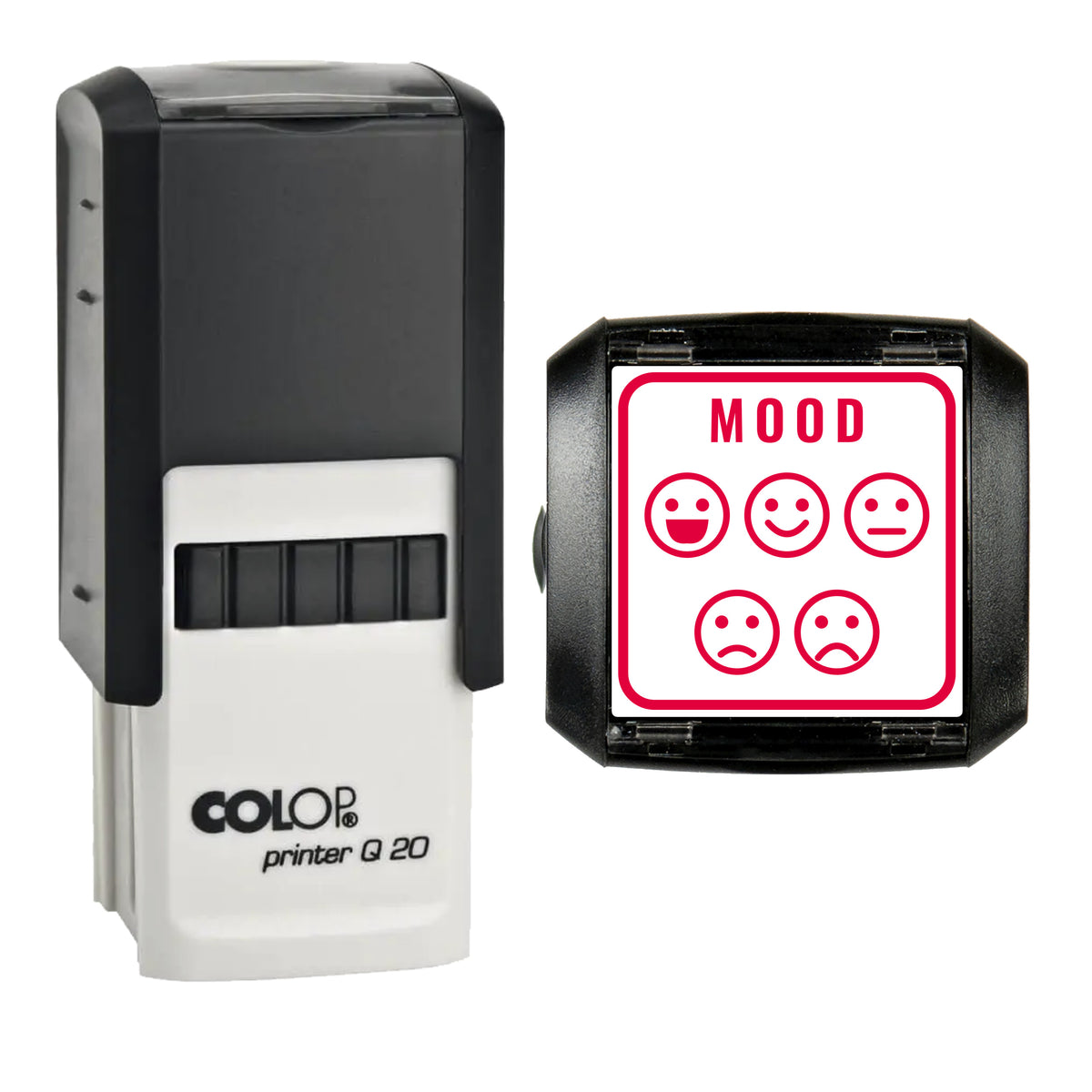 Mood Tracker Journal Stamp, COLOP Q20, 20 x 20mm, red ink