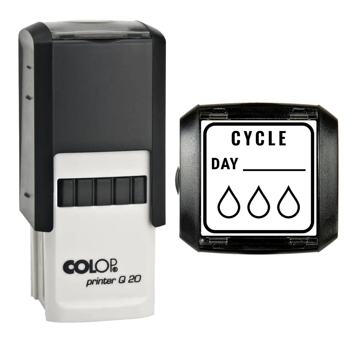 Cycle Tracker Journal Stamp, COLOP Q20, 20 x 20mm, black ink