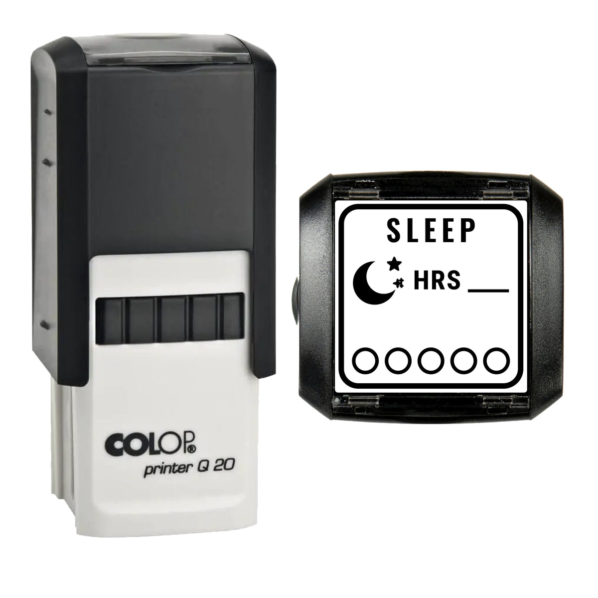 Sleep Tracker Journal Stamp, COLOP Q20, 20 x 20mm, black ink
