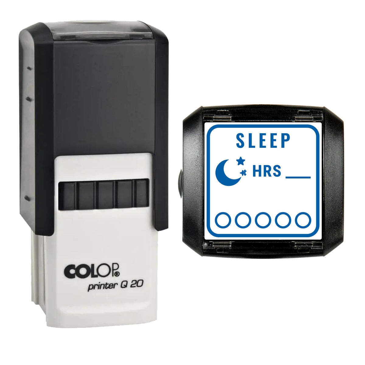 Sleep Tracker Journal Stamp, COLOP Q20, 20 x 20mm, blue ink