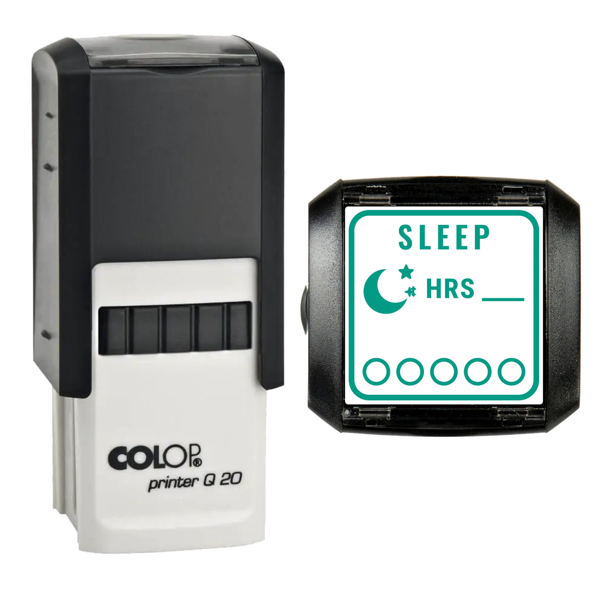 Sleep Tracker Journal Stamp, COLOP Q20, 20 x 20mm, green ink