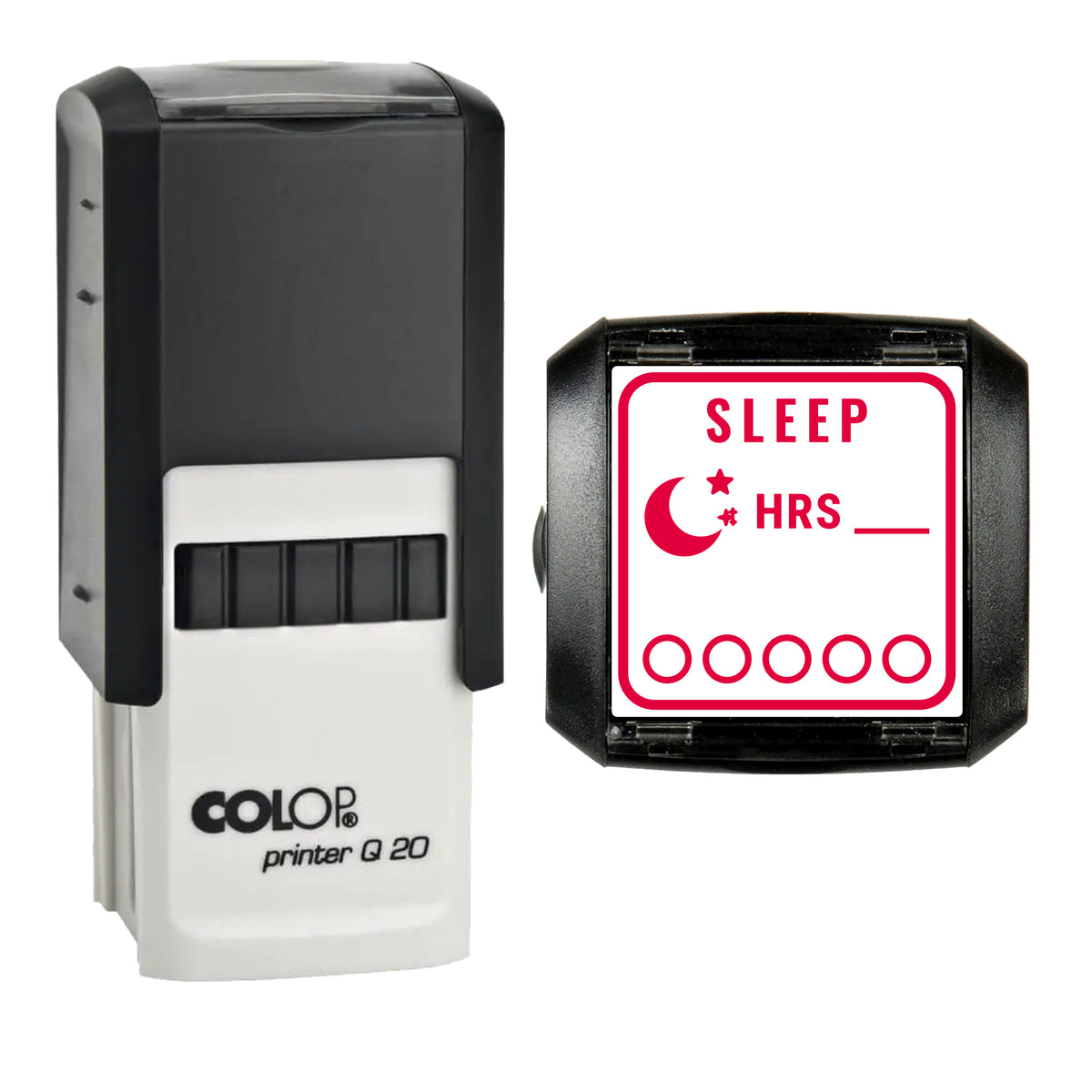 Sleep Tracker Journal Stamp, COLOP Q20, 20 x 20mm, red ink