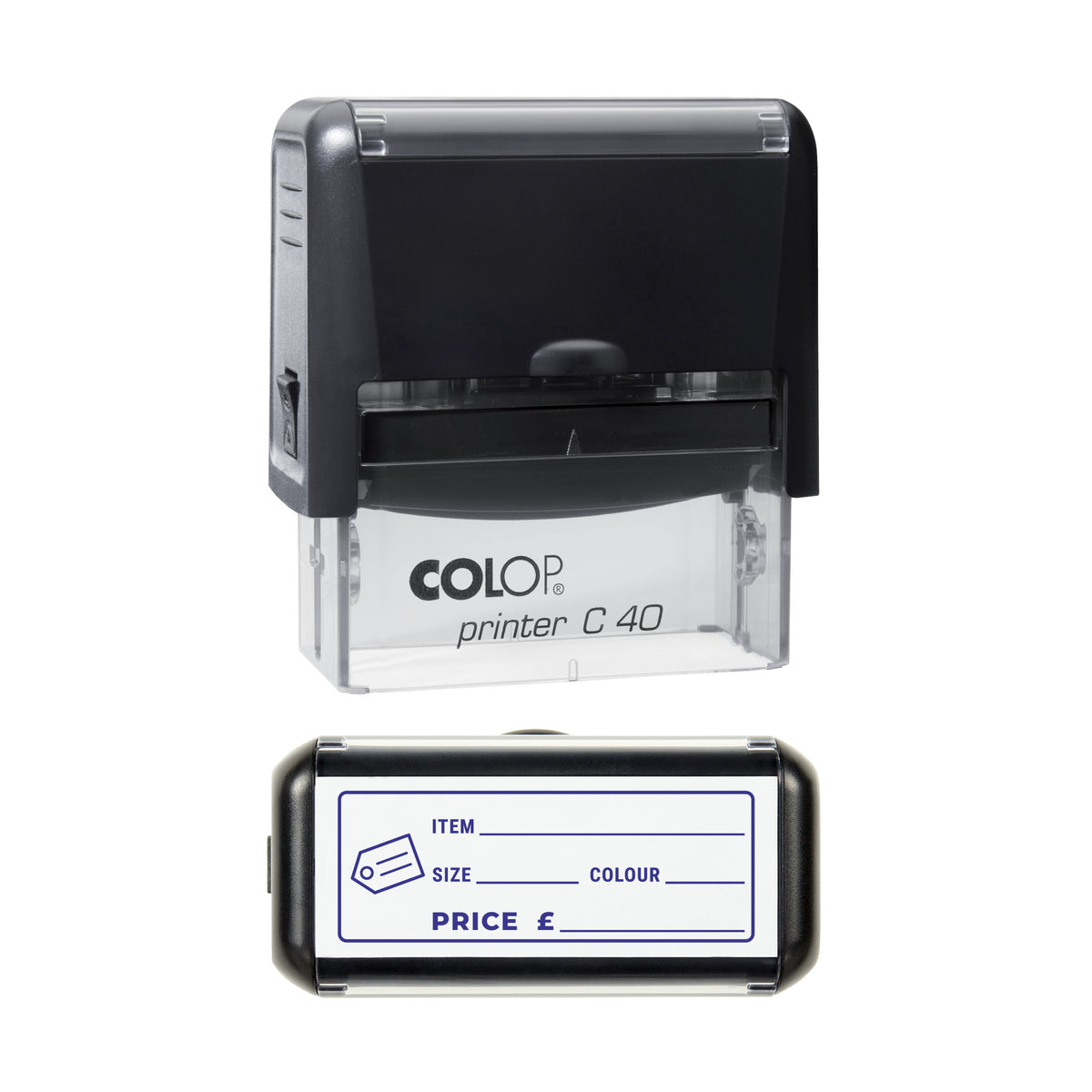 Product Price Tag Stamp, COLOP C40, 58 x 22mm, violet ink