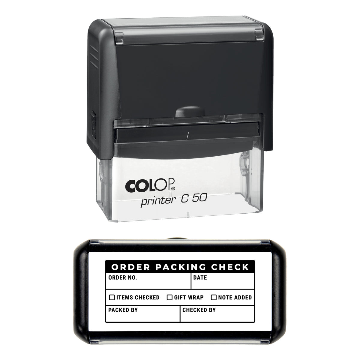 Order Packing Check Stamp, COLOP C50, 70 x 30mm, black ink