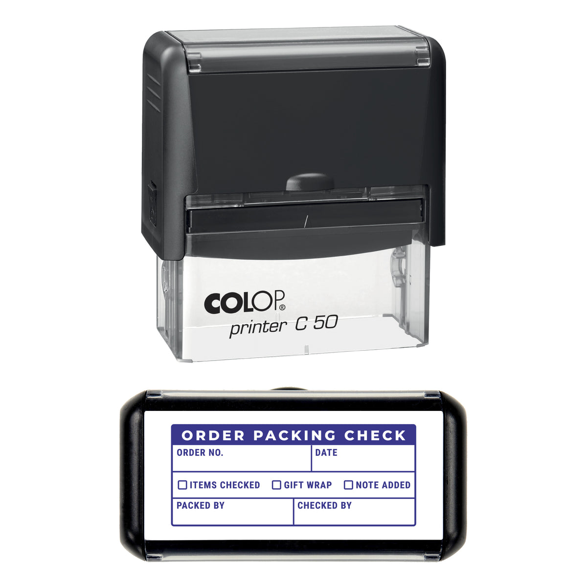 Order Packing Check Stamp, COLOP C50, 70 x 30mm, violet ink