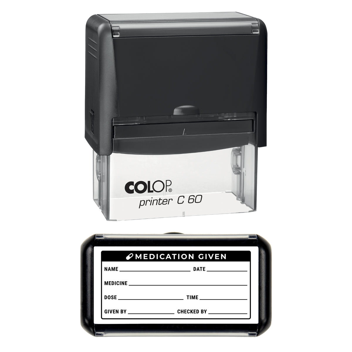 Medication Given Stamp, COLOP C60, 77 x 36mm, black ink