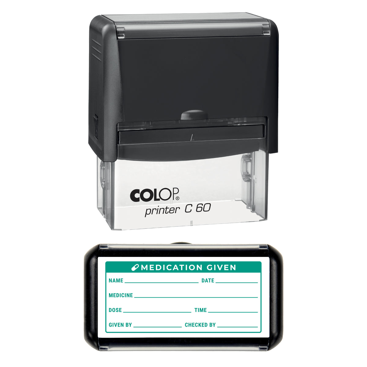 Medication Given Stamp, COLOP C60, 77 x 36mm, green ink