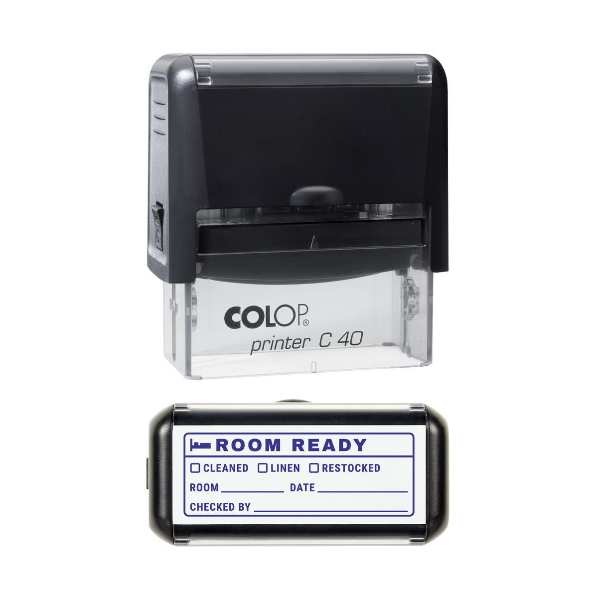 Room Ready Stamp, COLOP C40, 58 x 22mm, violet ink