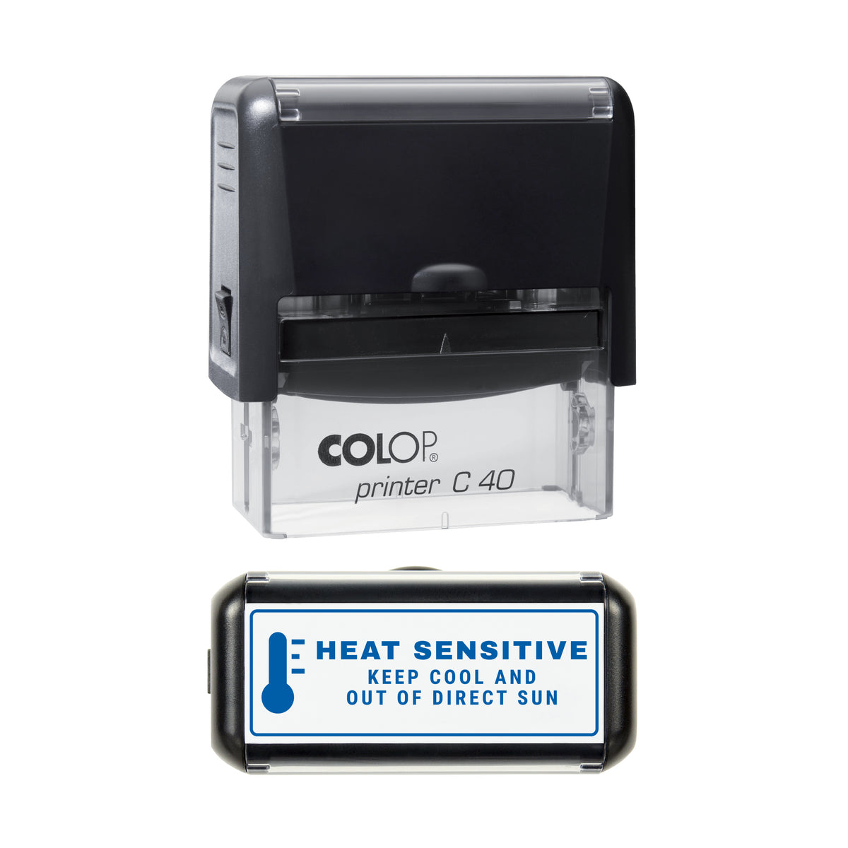 Heat Sensitive Keep Cool Stamp, COLOP C40, 58 x 22mm, blue ink