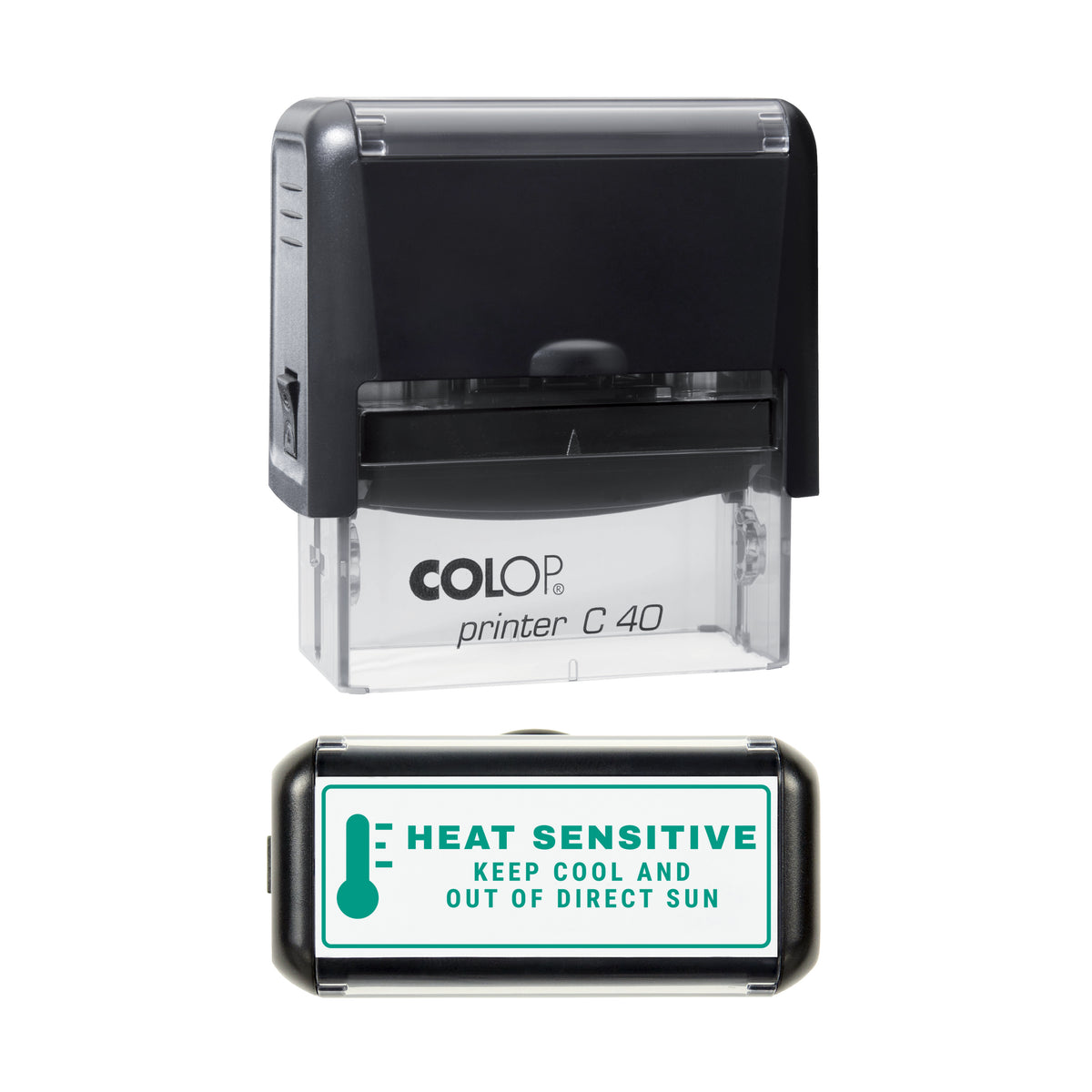 Heat Sensitive Keep Cool Stamp, COLOP C40, 58 x 22mm, green ink