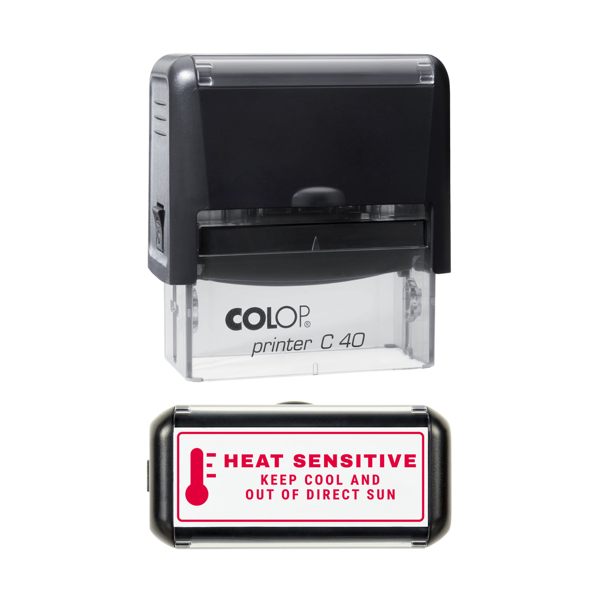 Heat Sensitive Keep Cool Stamp, COLOP C40, 58 x 22mm, red ink