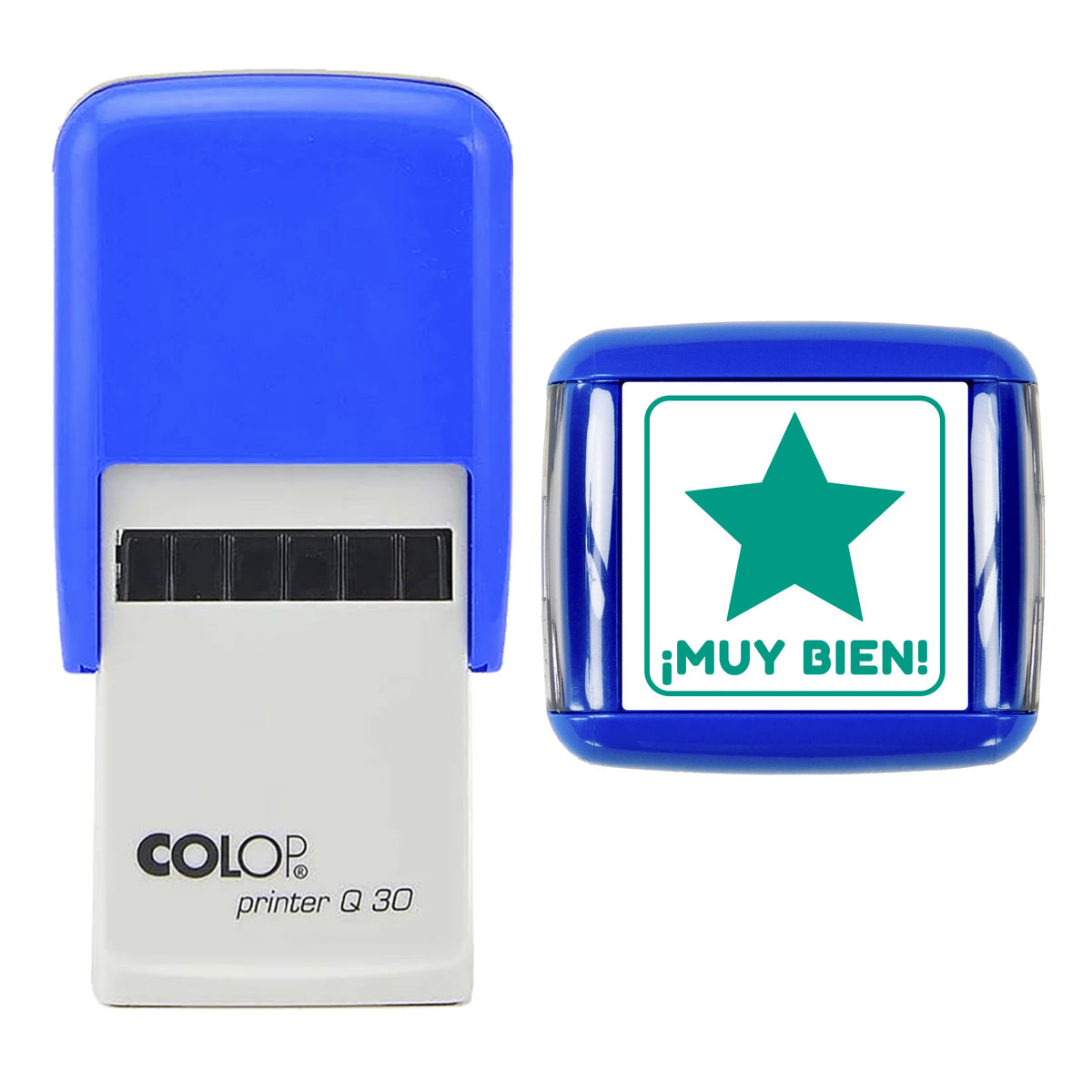 Muy Bien Teacher Feedback Stamp, COLOP Q30, 30 x 30mm, green ink