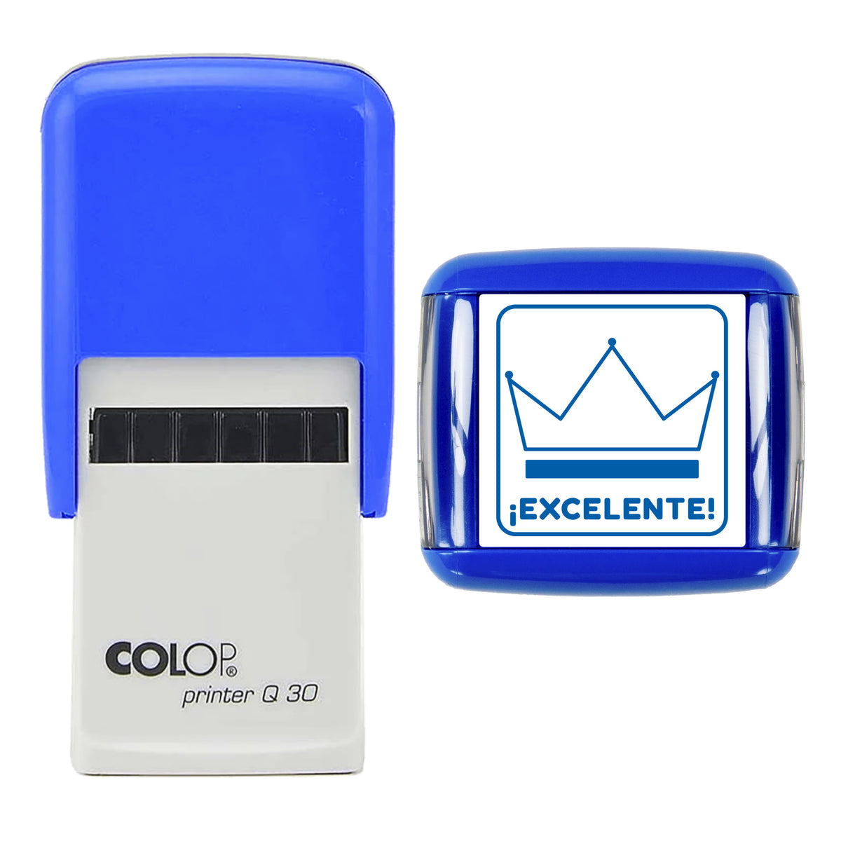 Excelente Teacher Feedback Stamp, COLOP Q30, 30 x 30mm, blue ink
