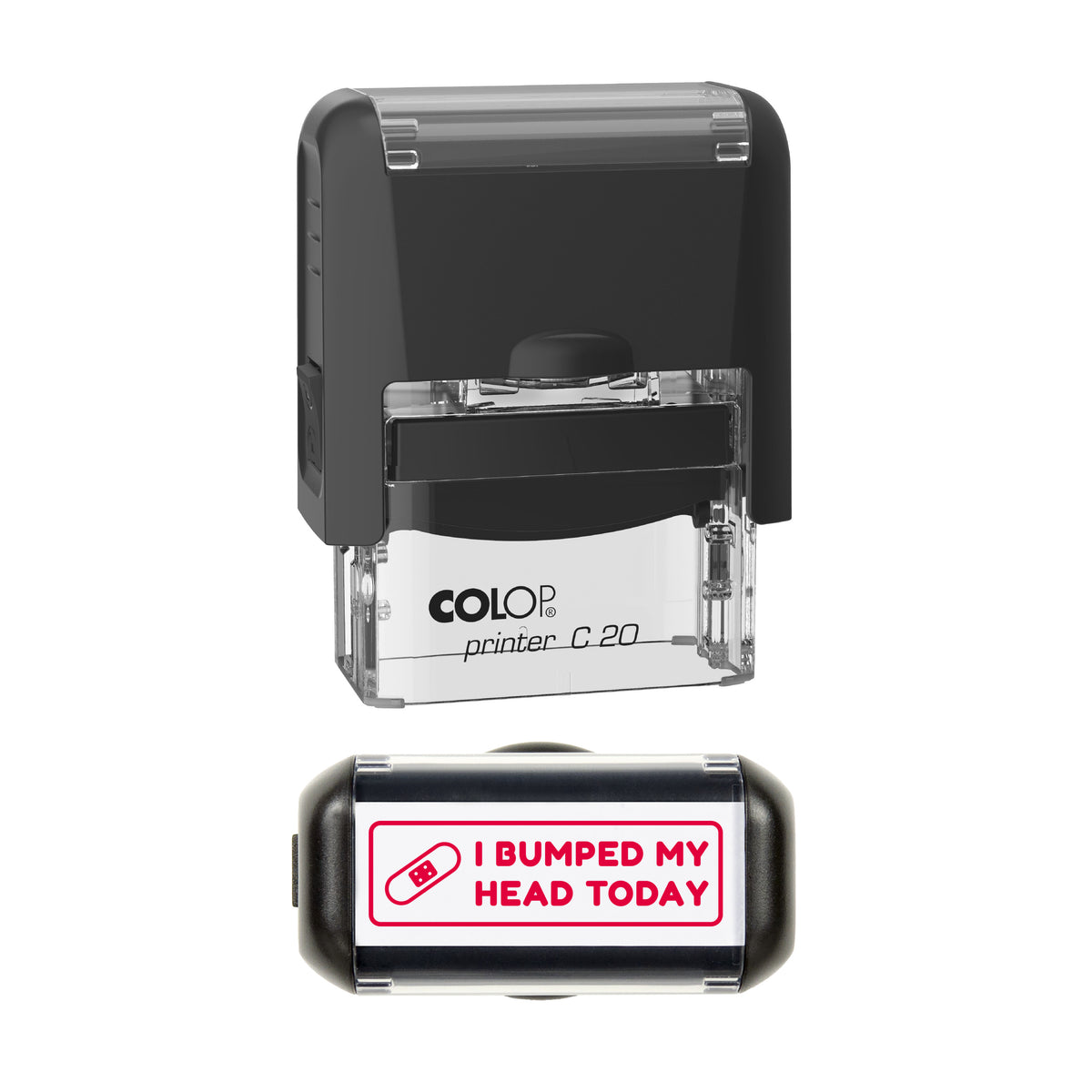 I Bumped My Head Today Stamp, COLOP C20, 37 x 12mm, red ink
