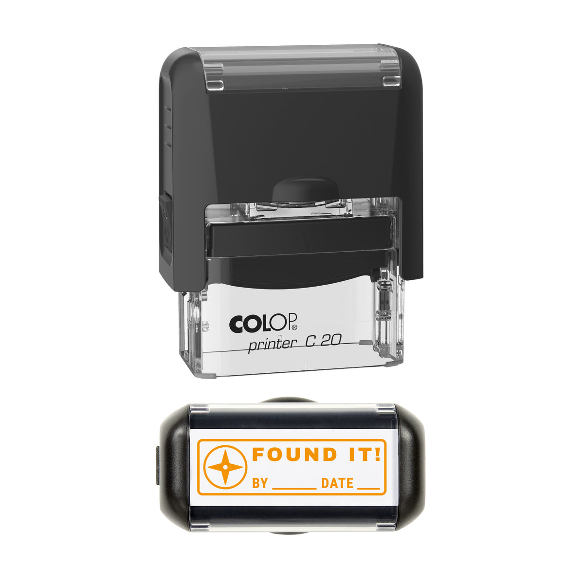 Found It Log Stamp, COLOP C20, 37 x 12mm, Orange ink