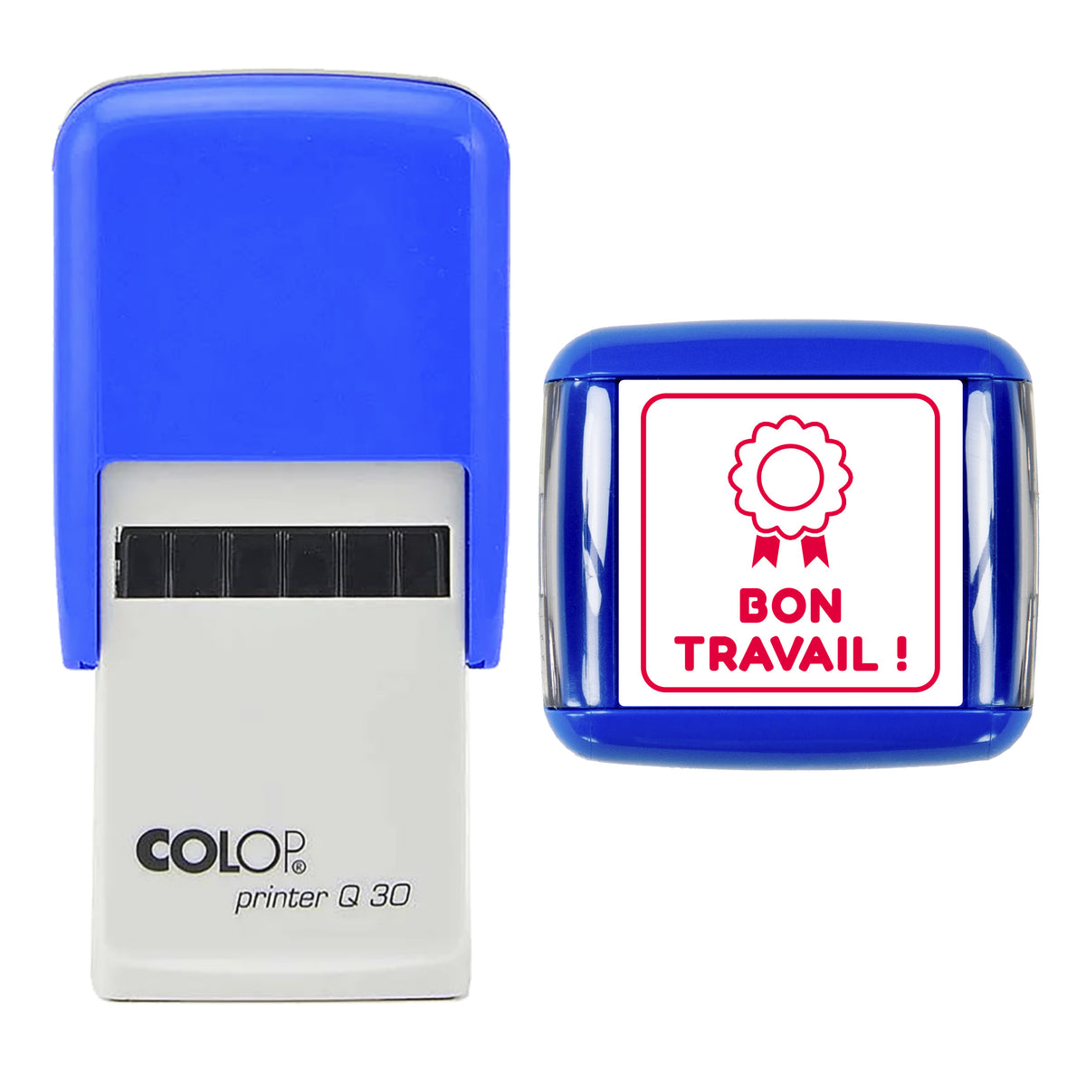Bon Travail Teacher Feedback Stamp, COLOP Q30, 30 x 30mm, Red ink