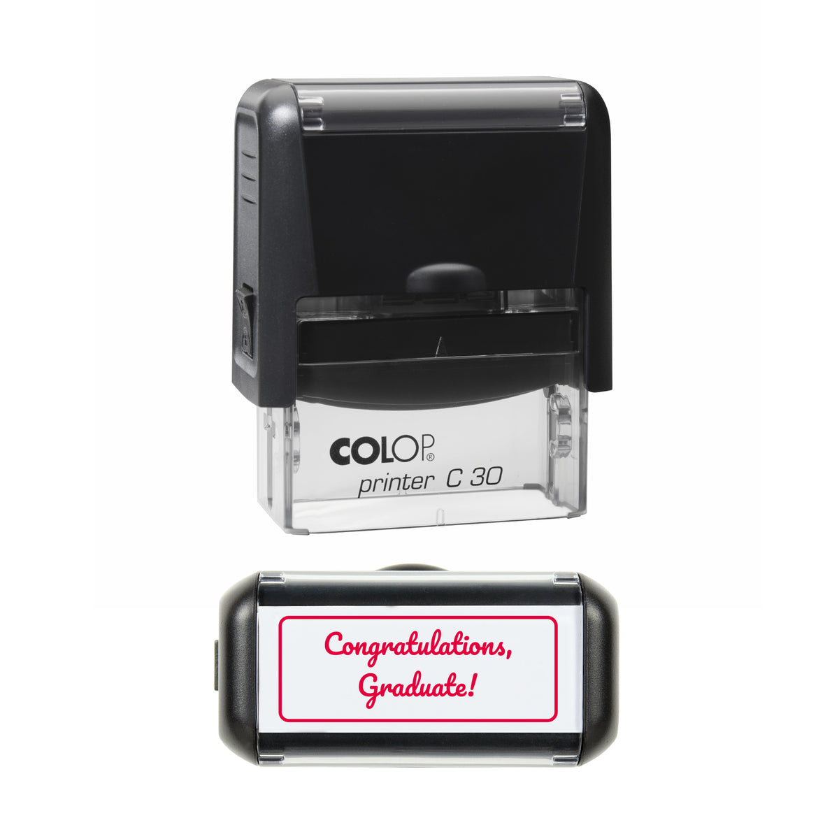 Congratulations, Graduate Stamp, COLOP C30, 45 x 18mm, Red ink