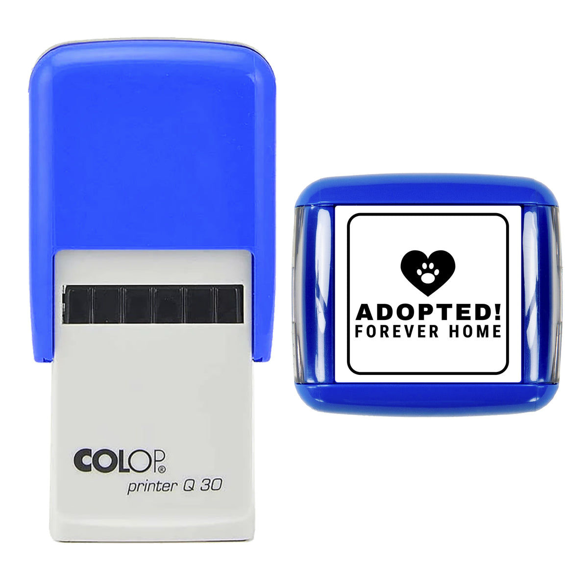 Adopted Forever Home Stamp, COLOP Q30, 30 x 30mm, black ink